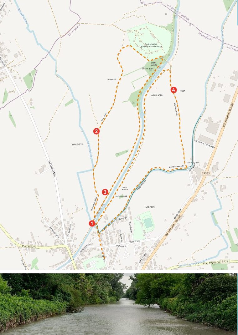 Mappa del percorso di Mortegliano